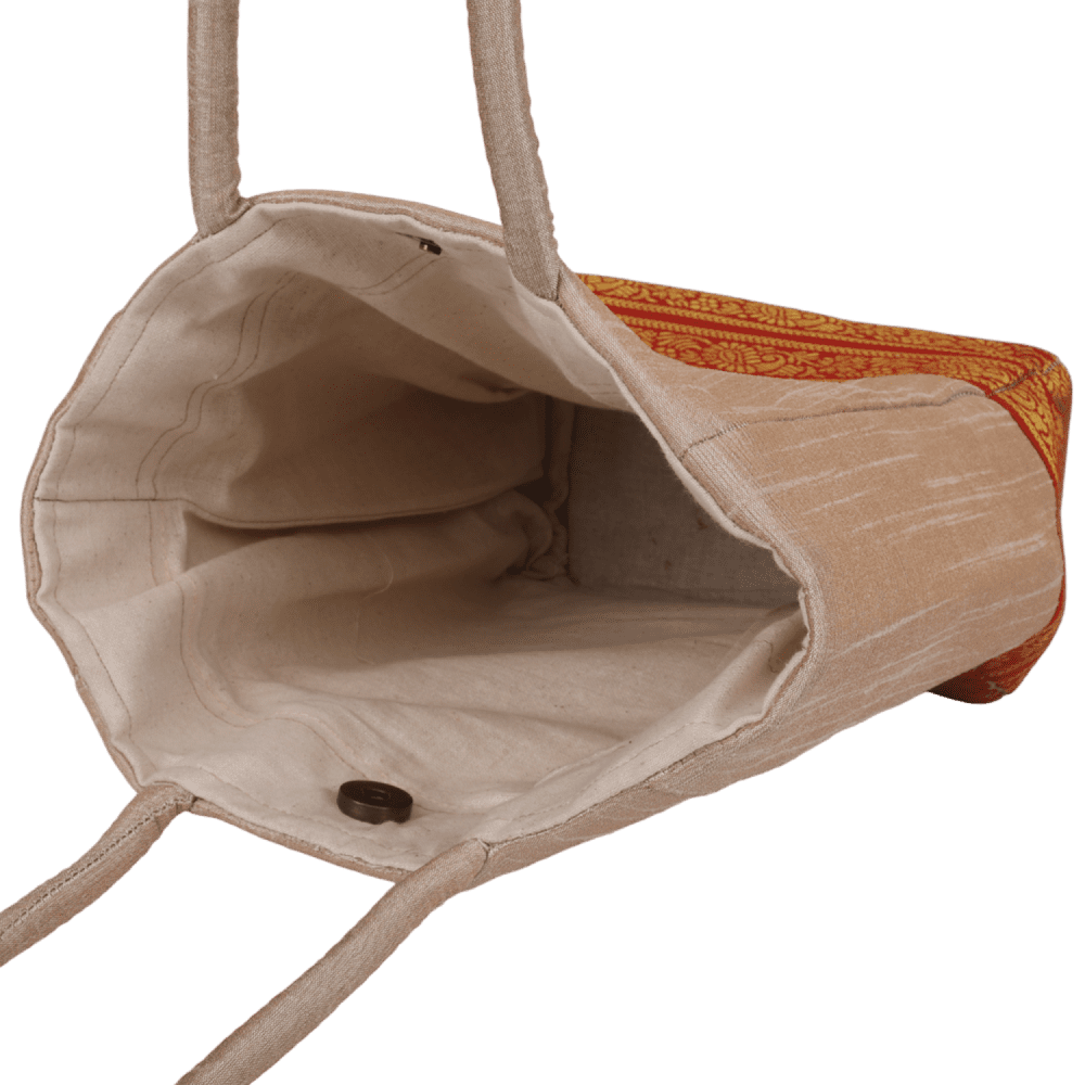 Indha Dupion Silk Handbag Peach,Small Handbag Parisian Knot, Kolkata Embroidery,Corporate Gifting Bags, Special Occasions Gifting Bag