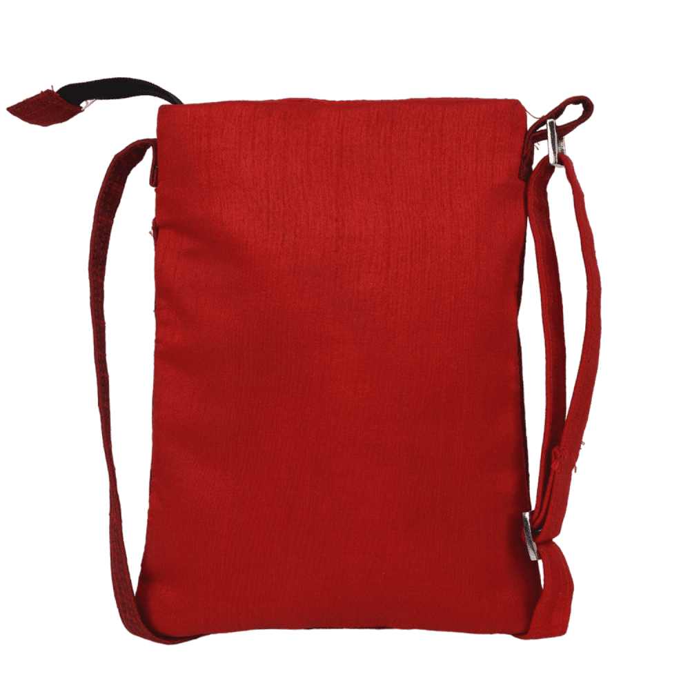 Indha Hand Embroidered Crossbody Sling Bag | Koala Bear Embroidery Sling Bag | Maroon Sling Bag | Cloth Sling Bag for Women