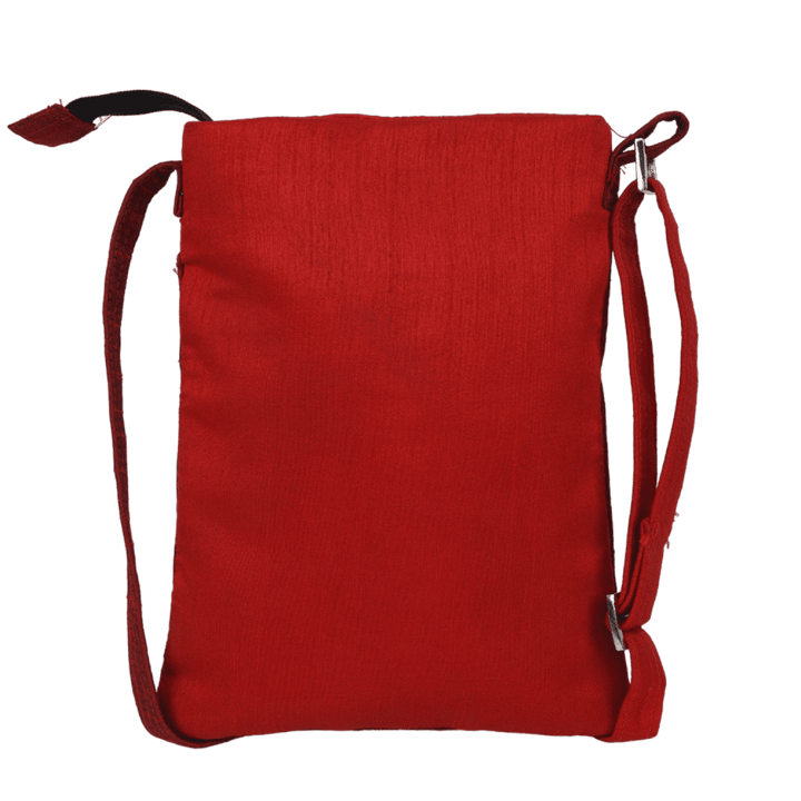Indha Hand Embroidered Crossbody Sling Bag | Koala Bear Embroidery Sling Bag | Maroon Sling Bag | Cloth Sling Bag for Women