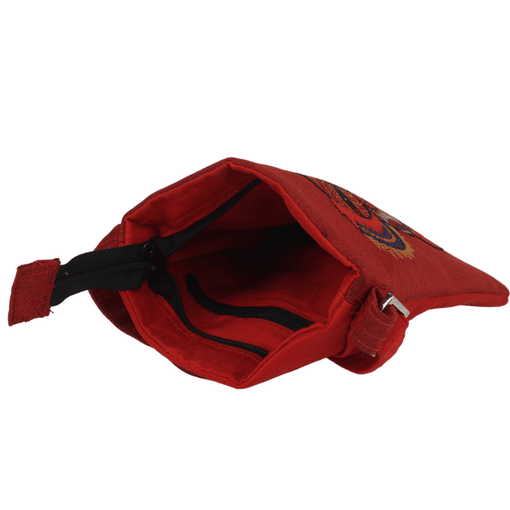 Indha Hand Embroidered Crossbody Sling Bag | Koala Bear Embroidery Sling Bag | Maroon Sling Bag | Cloth Sling Bag for Women