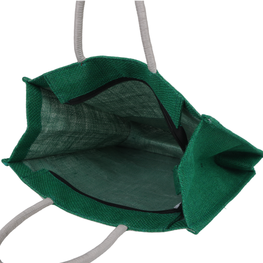 INDHA Jute Handbag Green With Lace Border | Jute Gift Bags | Jute Lunch Bag | Jute Tiffin Bag | Eco-Friendly Jute Bag | Sustainable Jute Bag | Corporate Gifting