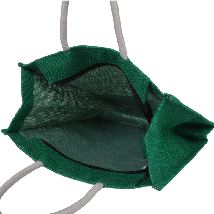 INDHA Jute Handbag Green With Lace Border | Jute Gift Bags | Jute Lunch Bag | Jute Tiffin Bag | Eco-Friendly Jute Bag | Sustainable Jute Bag | Corporate Gifting