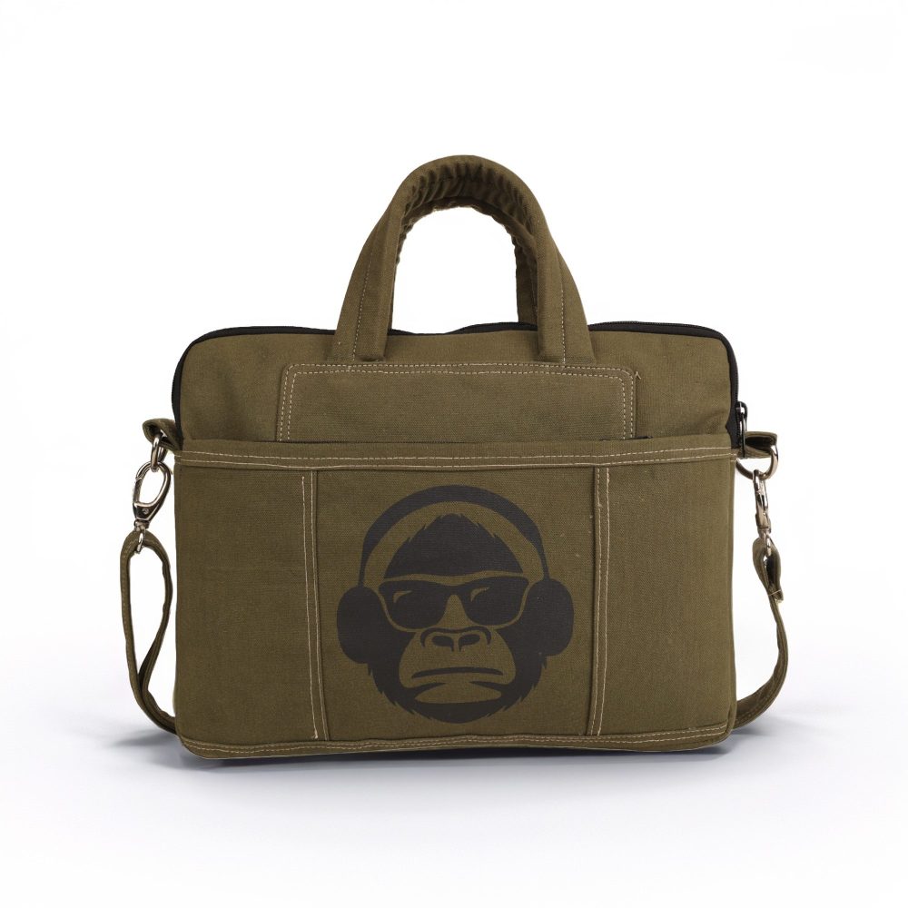 Indha Laptop Bag | Green Canvas Laptop Bag | Digital Print Laptop Bag | 14-Inch Laptop Bag Green | Corporate Gifting | Gifting | Men and Women Laptop Bag | Laptop Travel Bag | Travel Utility | Office Bag | Office Employee Gifting