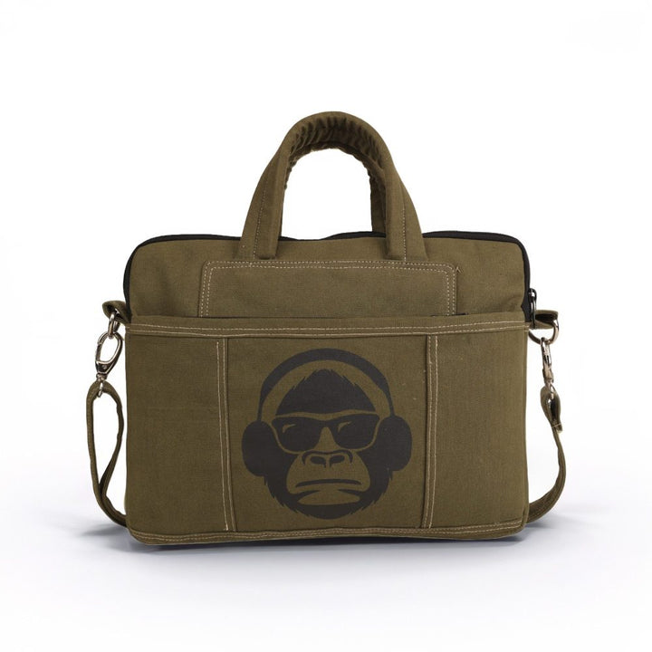 Indha Laptop Bag | Green Canvas Laptop Bag | Digital Print Laptop Bag | 14-Inch Laptop Bag Green | Corporate Gifting | Gifting | Men and Women Laptop Bag | Laptop Travel Bag | Travel Utility | Office Bag | Office Employee Gifting