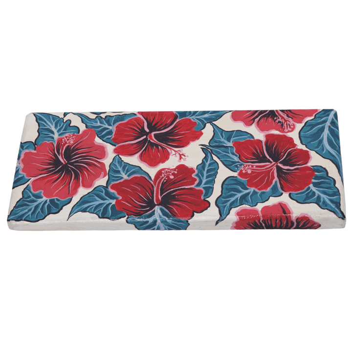 INDHA Hand painted Wooden Glass Coaster | Repurposed Wood Glass Coaster | Flower Print Table Glass Coaster