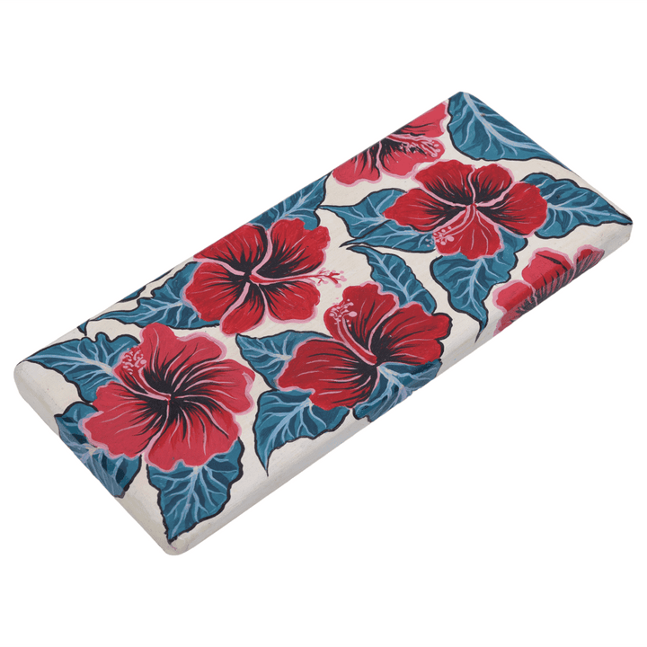 INDHA Hand painted Wooden Glass Coaster | Repurposed Wood Glass Coaster | Flower Print Table Glass Coaster