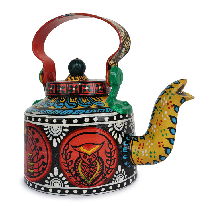 INDHA Decorative Aluminium Kettle with Hand-painted Tribal Folk Art | Exquisite Design | Gift Piece | Décor