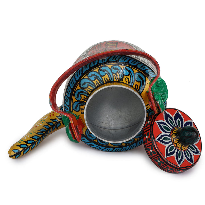 INDHA Decorative Aluminium Kettle with Hand-painted Tribal Folk Art | Exquisite Design | Gift Piece | Décor