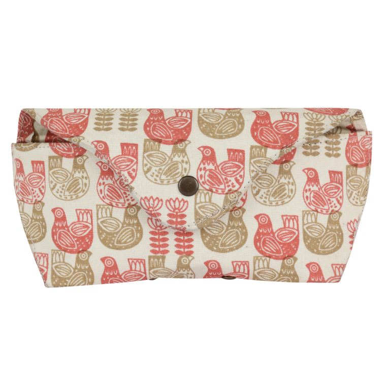 INDHA Off-White Cotton Eyewear Case| Hand Block Printed Bird and Flower Design Motif | Handmade Eyewear Case | Hand Block Printed Eyewear Case | Gifting | Travel Utility | Travel Accessory | Sunglasses Case | Spectacles Case | Eyewear Accessory