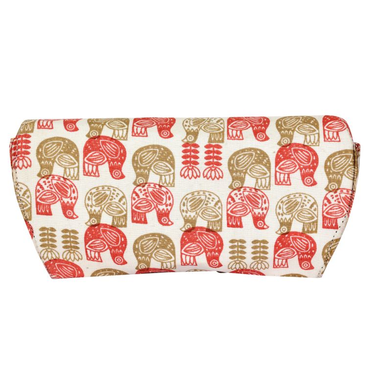 INDHA Off-White Cotton Eyewear Case| Hand Block Printed Bird and Flower Design Motif | Handmade Eyewear Case | Hand Block Printed Eyewear Case | Gifting | Travel Utility | Travel Accessory | Sunglasses Case | Spectacles Case | Eyewear Accessory