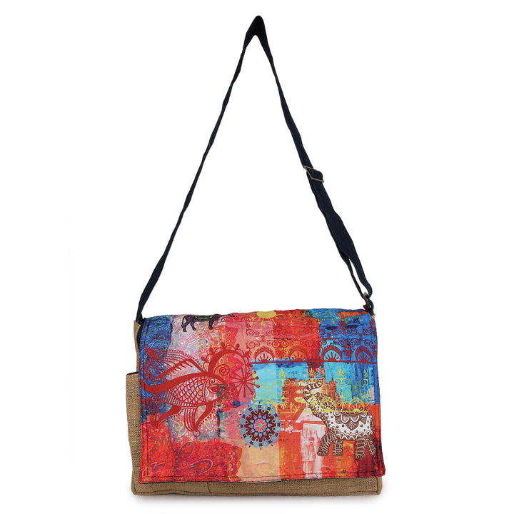 INDHA Eco-Friendly Jute Laptop Bag | Artistic Digital Print Design | Perfect for College, Corporate &amp; Institutional Gifting