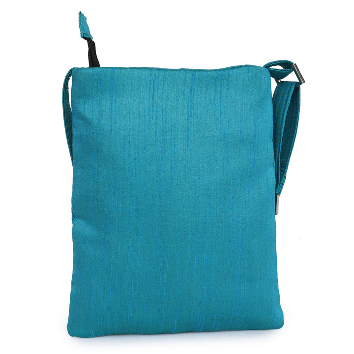 INDHA Sling bag with Exquisite Glass bead Hand-embroidered Owl Motif | Sling bag | Blue | Maroon