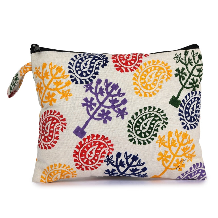 INDHA Upcycled Cotton with Ethnic hand Block Printing|Utility |Cosmetic |Medicine| Travel Pouch|Gift