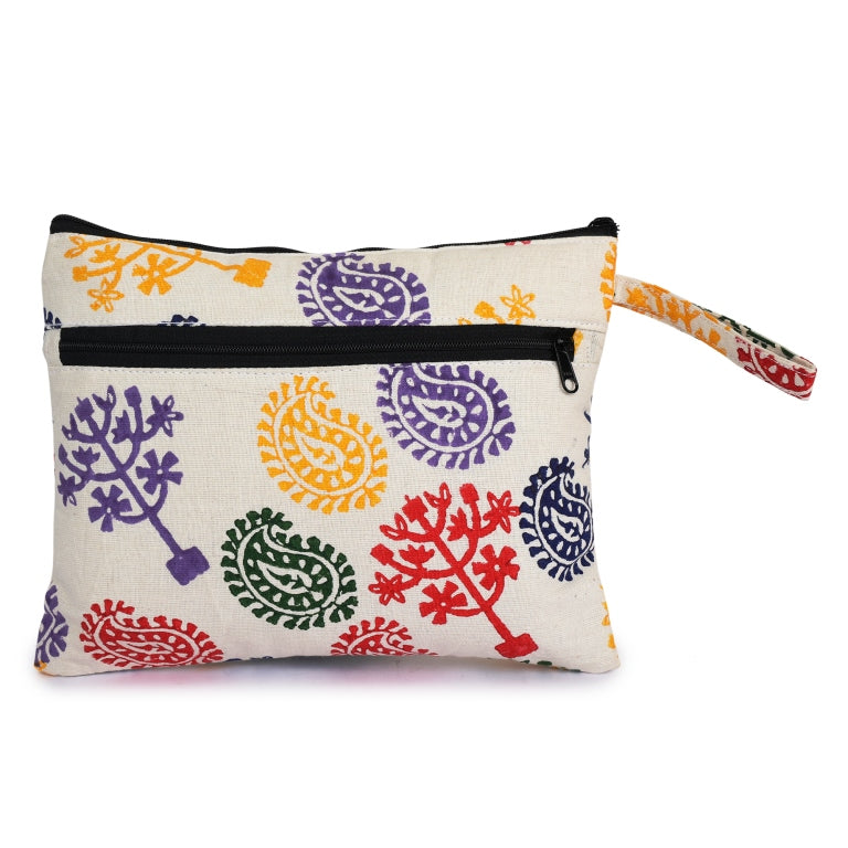 INDHA Upcycled Cotton with Ethnic hand Block Printing|Utility |Cosmetic |Medicine| Travel Pouch|Gift