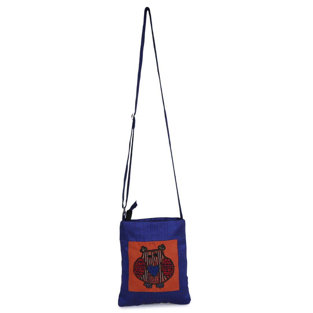 INDHA Sling Bag Owl motif | Upcycled Fabric | College Bag | Corporate Giveaway | Eco-friendly bag | Handmade product