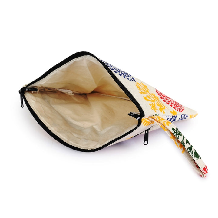 INDHA Upcycled Cotton with Ethnic hand Block Printing|Utility |Cosmetic |Medicine| Travel Pouch|Gift