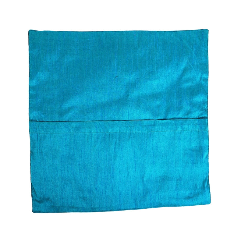 INDHA Cushion Cover Set of 2 with Kantha-Embroidery | Embroidered Cushion Cover 16.0 X 16.0 Inches | Exquisite Leaf Hand -Embroidered Silk | Wedding | Corporate Gift