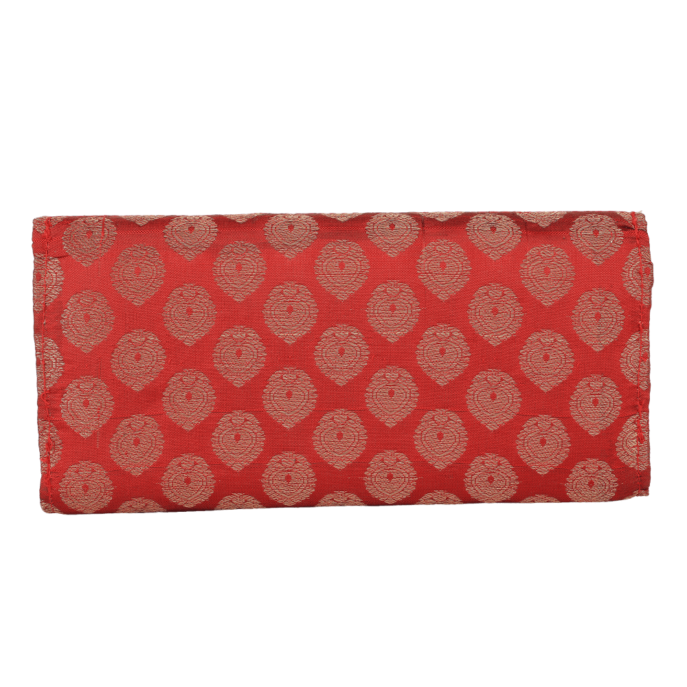 Indha Handcrafted Maroon Brocade Clutch Purse| Red Dupion Silk Clutch Purse | Indian Wedding Theme Hand Embroidered | Wedding Accessory | Gifting | Gifts For Her | Festive Purse | Clutch Purse| Handmade |