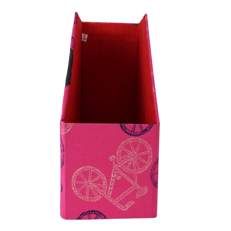 INDHA Handcrafted Magazine Holder |Block Printed Magazine Holder | Hand Embroidered Chain Stitch Work Multicolor Cycle Design Motif
