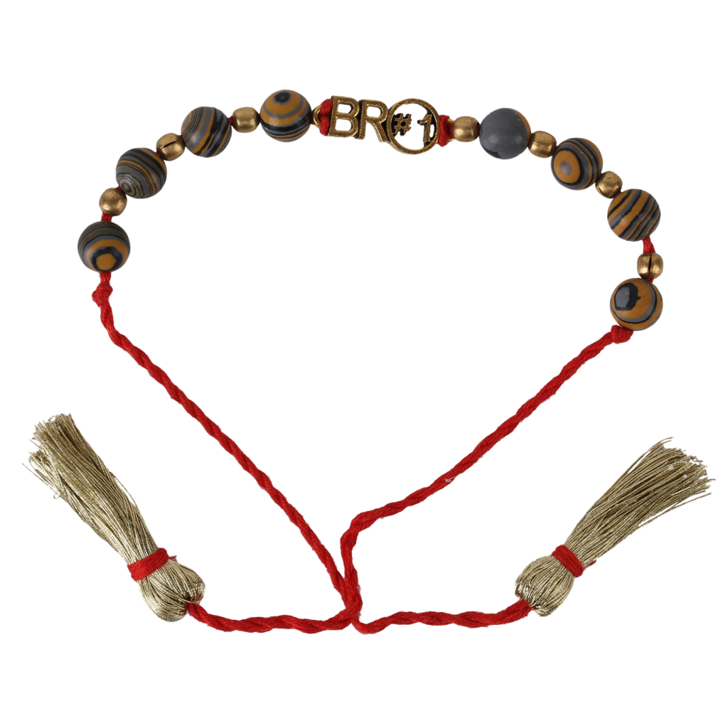 Indha Handcrafted Handmade Wooden Beads Rakhi |Handmade Band |Celebrate Brotherhood