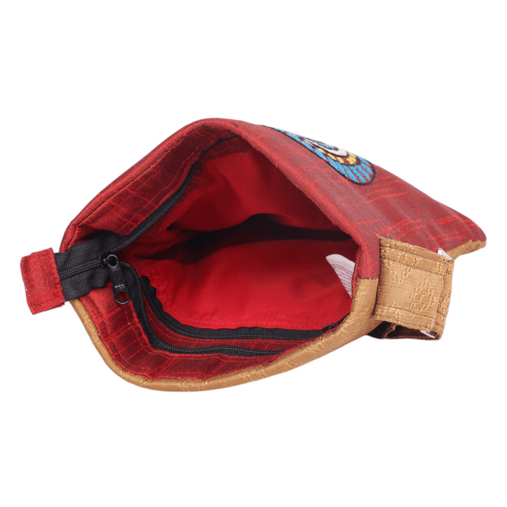 Indha Hand Embroidered Red Color Kathakali Face Embroidery Women's Sling Bag