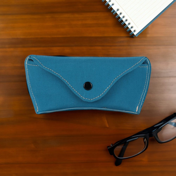 Indha Blue Cotton Canvas Eyewear Case| Handmade Eyewear Case | Gifting | Travel Utility | Travel Accessory | Sunglasses Case | Spectacles Case | Eyewear Accessory