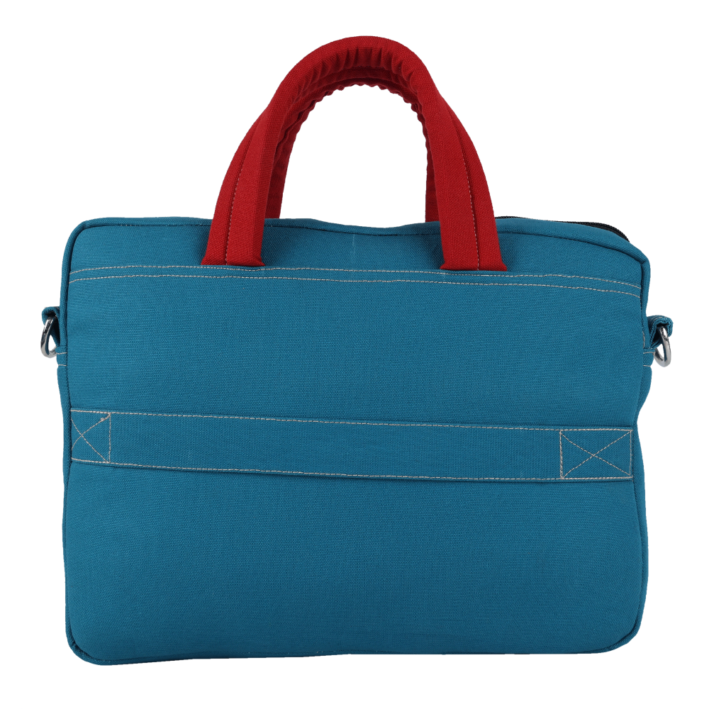 INDHA Blue Cotton Canvas Laptop Bag | 14 Inch Laptop Bag | Water Resistant Laptop Bag | Corporate Gifting | Gifting | Men And Women Laptop Bag | Laptop Travel Bag | Travel Utility | Office Bag | Eco-Friendly Bag