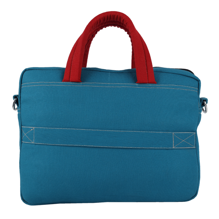 INDHA Blue Cotton Canvas Laptop Bag | 14 Inch Laptop Bag | Water Resistant Laptop Bag | Corporate Gifting | Gifting | Men And Women Laptop Bag | Laptop Travel Bag | Travel Utility | Office Bag | Eco-Friendly Bag
