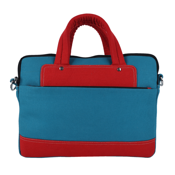 INDHA Blue Cotton Canvas Laptop Bag | 14 Inch Laptop Bag | Water Resistant Laptop Bag | Corporate Gifting | Gifting | Men And Women Laptop Bag | Laptop Travel Bag | Travel Utility | Office Bag | Eco-Friendly Bag