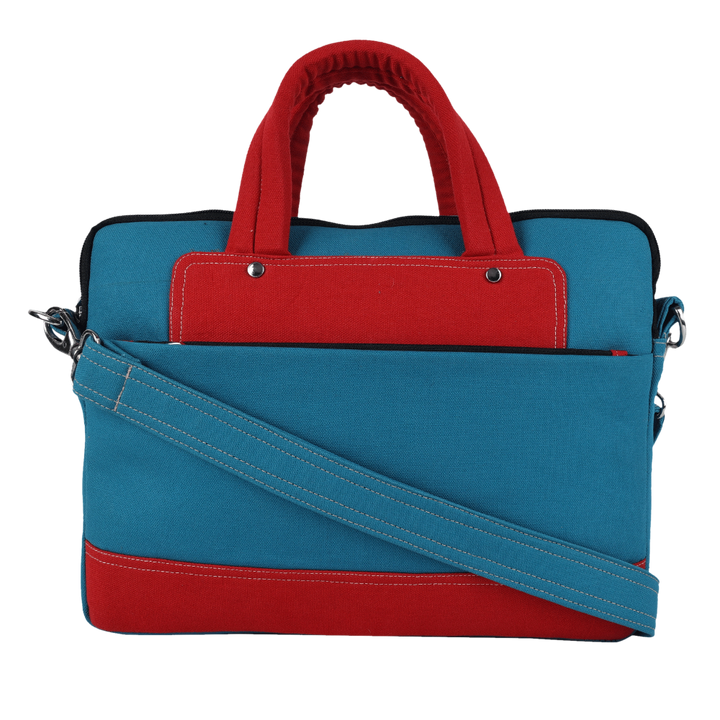 INDHA Blue Cotton Canvas Laptop Bag | 14 Inch Laptop Bag | Water Resistant Laptop Bag | Corporate Gifting | Gifting | Men And Women Laptop Bag | Laptop Travel Bag | Travel Utility | Office Bag | Eco-Friendly Bag