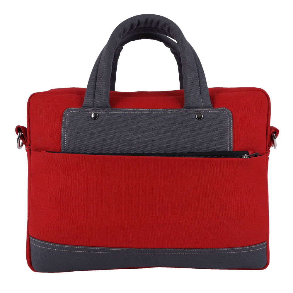 INDHA Red Cotton Canvas Laptop Bag | 14 Inch Laptop Bag | Water Resistant Laptop Bag | Corporate Gifting | Gifting | Men And Women Laptop Bag | Laptop Travel Bag | Travel Utility | Office Bag | Eco-Friendly Bag