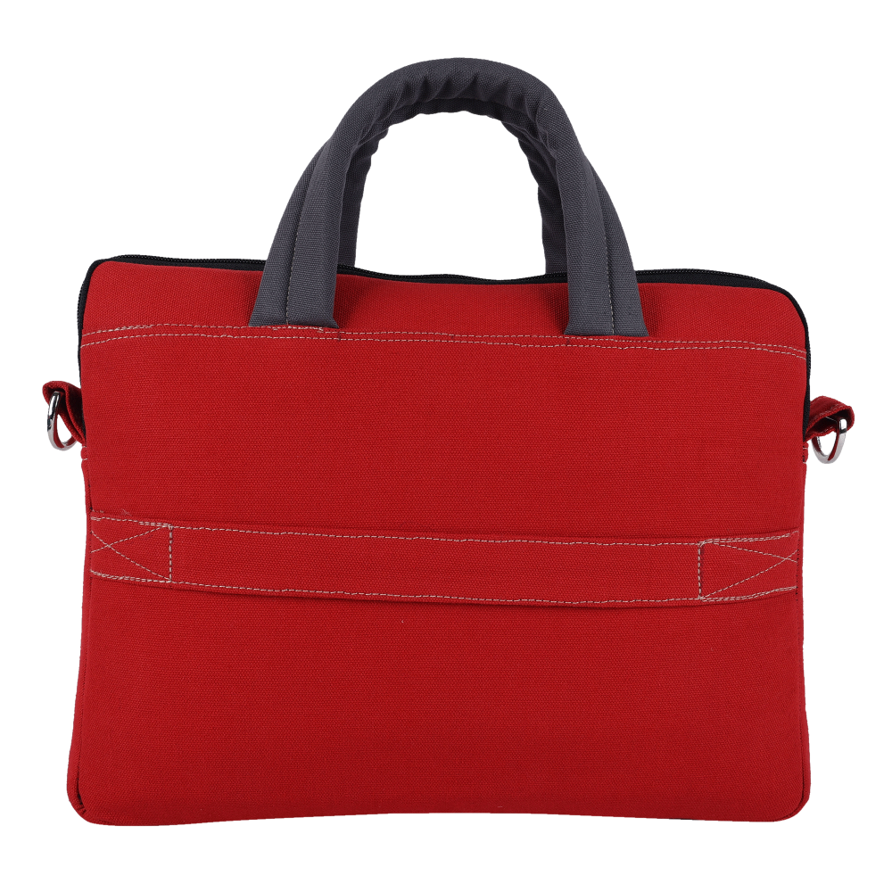 INDHA Red Cotton Canvas Laptop Bag | 14 Inch Laptop Bag | Water Resistant Laptop Bag | Corporate Gifting | Gifting | Men And Women Laptop Bag | Laptop Travel Bag | Travel Utility | Office Bag | Eco-Friendly Bag