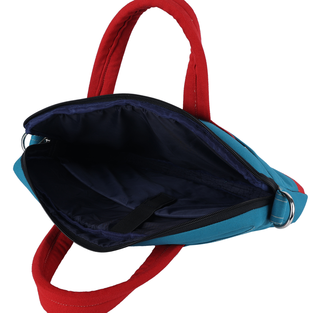 INDHA Blue Cotton Canvas Laptop Bag | 14 Inch Laptop Bag | Water Resistant Laptop Bag | Corporate Gifting | Gifting | Men And Women Laptop Bag | Laptop Travel Bag | Travel Utility | Office Bag | Eco-Friendly Bag