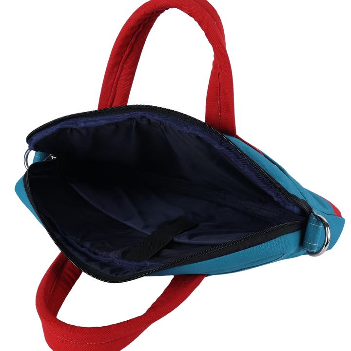 INDHA Blue Cotton Canvas Laptop Bag | 14 Inch Laptop Bag | Water Resistant Laptop Bag | Corporate Gifting | Gifting | Men And Women Laptop Bag | Laptop Travel Bag | Travel Utility | Office Bag | Eco-Friendly Bag