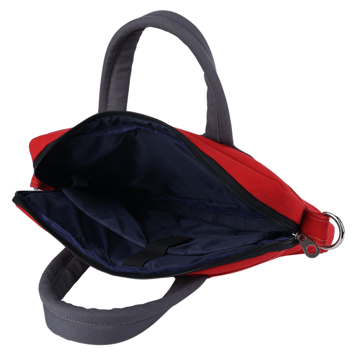 INDHA Red Cotton Canvas Laptop Bag | 14 Inch Laptop Bag | Water Resistant Laptop Bag | Corporate Gifting | Gifting | Men And Women Laptop Bag | Laptop Travel Bag | Travel Utility | Office Bag | Eco-Friendly Bag