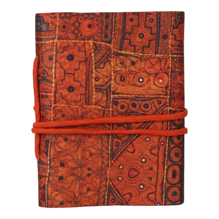 INDHA Handcrafted Recycle Paper Bahi Diary | Eco Friendly Diary | Gifting | Sustainable Corporate Gifting| Handmade Diary | Peacock Embroidery Diary |Kutch embroidery Print Silk Fabric.