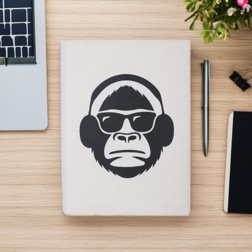 Indha Monkey Face Print File Folder | Cotton File Folder | Trendy Monkey Face Print | Eco-Friendly File Folder | Eco-Friendly Office Accessory | Black &amp; White Design | Corporate Gifting
