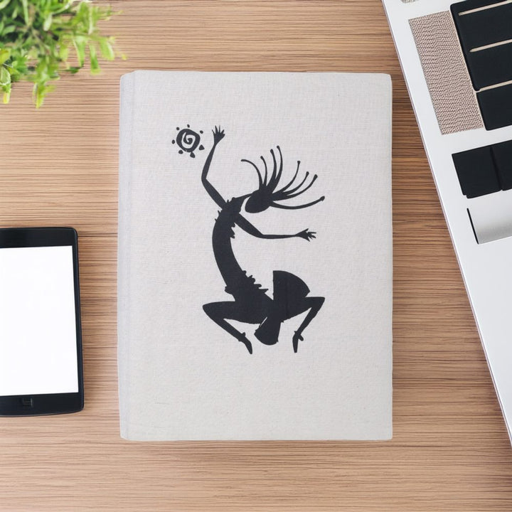 Indha Kokopelli Art Cotton File Folder with Native Indian Drummer Print | Eco-Friendly Office Accessory| Handmade Cotton File Folder | Tribal Drummer Design