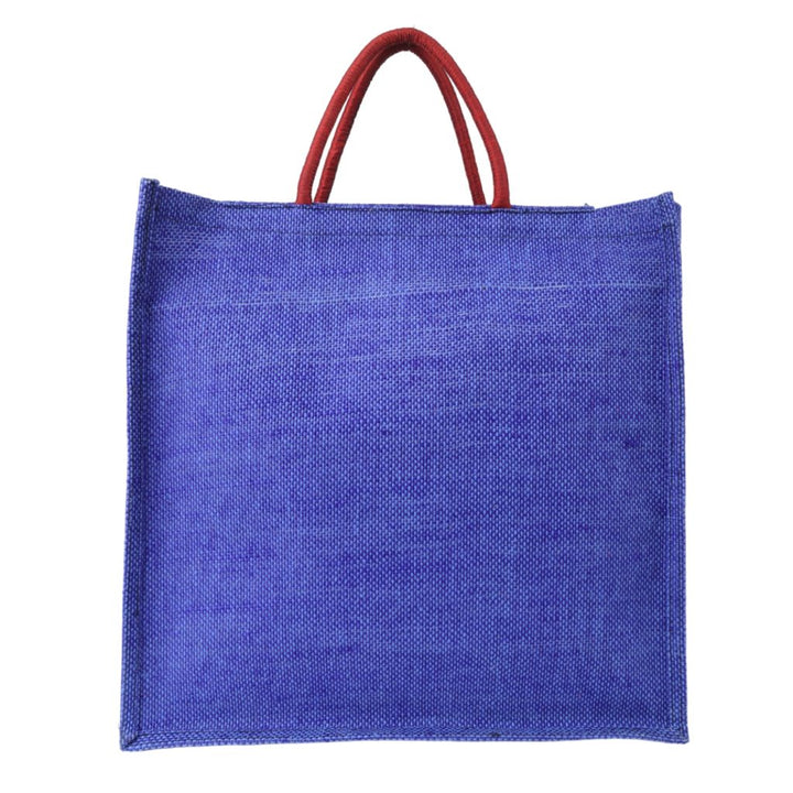 Indha Hand Embroidered Auto Motif Blue Jute Gift Bag | Sustainable Chic for Every Occasion | Auto Motif Blue Jute Carry Bag |