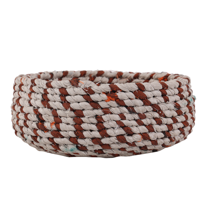 Indha Handcrafted Upcycled Fabric Basket | Vivid Waste Fabric Rope Basket | Eco-Friendly | Storage Basket | Multi Purpose Basket | Home Utility | Home Decor | Gifting |