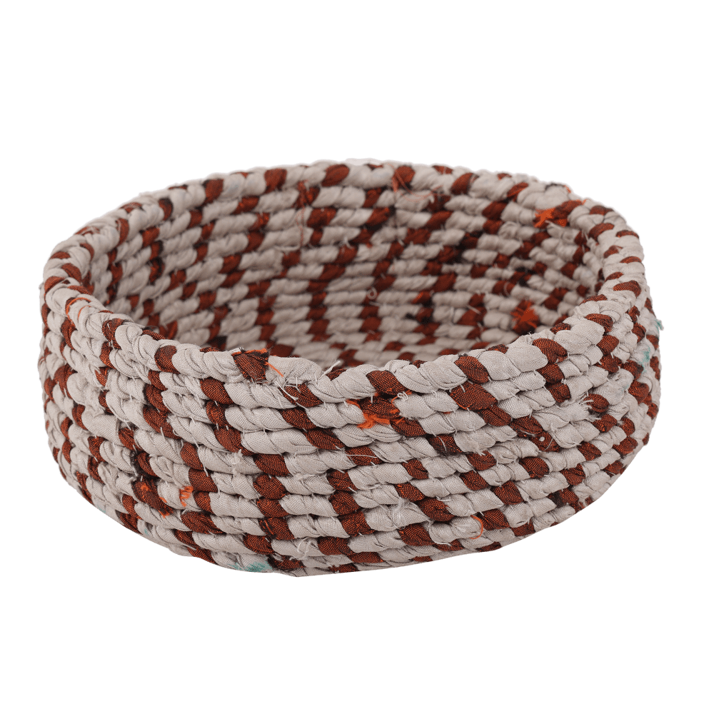 Indha Handcrafted Upcycled Fabric Basket | Vivid Waste Fabric Rope Basket | Eco-Friendly | Storage Basket | Multi Purpose Basket | Home Utility | Home Decor | Gifting |