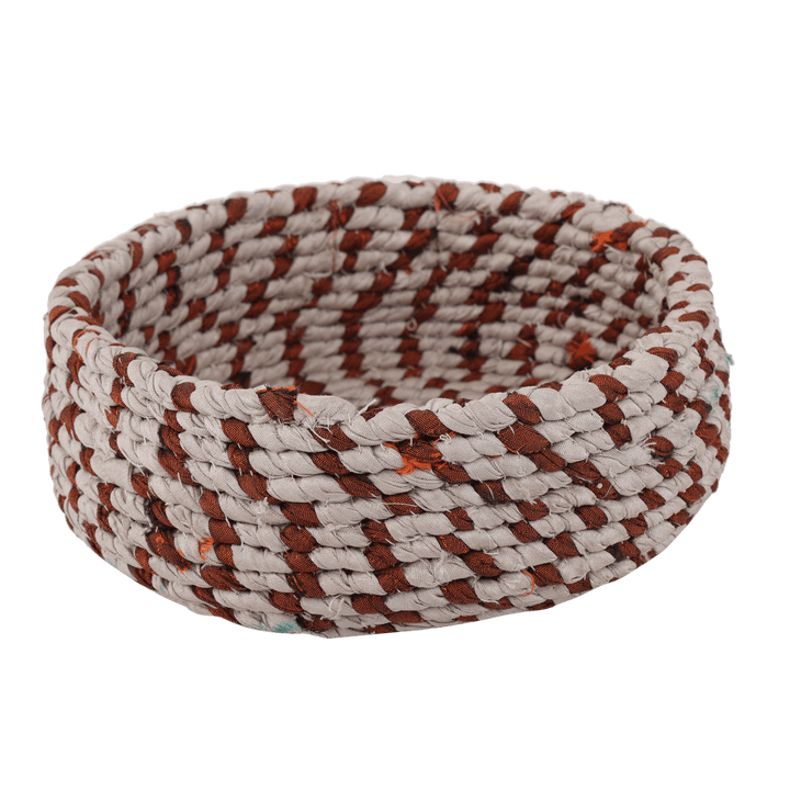 Indha Handcrafted Upcycled Fabric Basket | Vivid Waste Fabric Rope Basket | Eco-Friendly | Storage Basket | Multi Purpose Basket | Home Utility | Home Decor | Gifting |