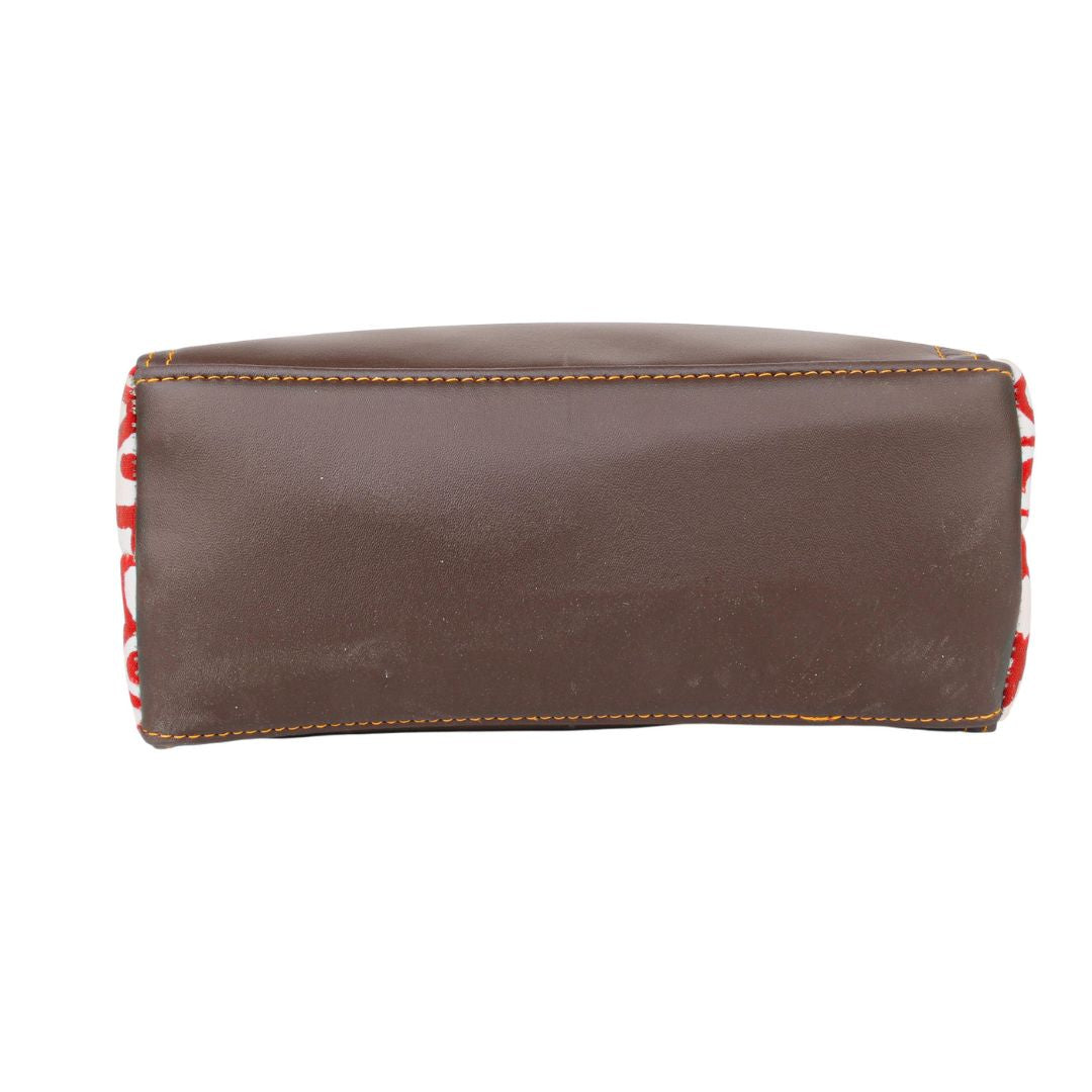 Handmade Cotton Tote Bag | Red Motif Hand Block Print | Everyday Shoulder Bag