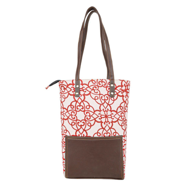 Handmade Cotton Tote Bag | Red Motif Hand Block Print | Everyday Shoulder Bag