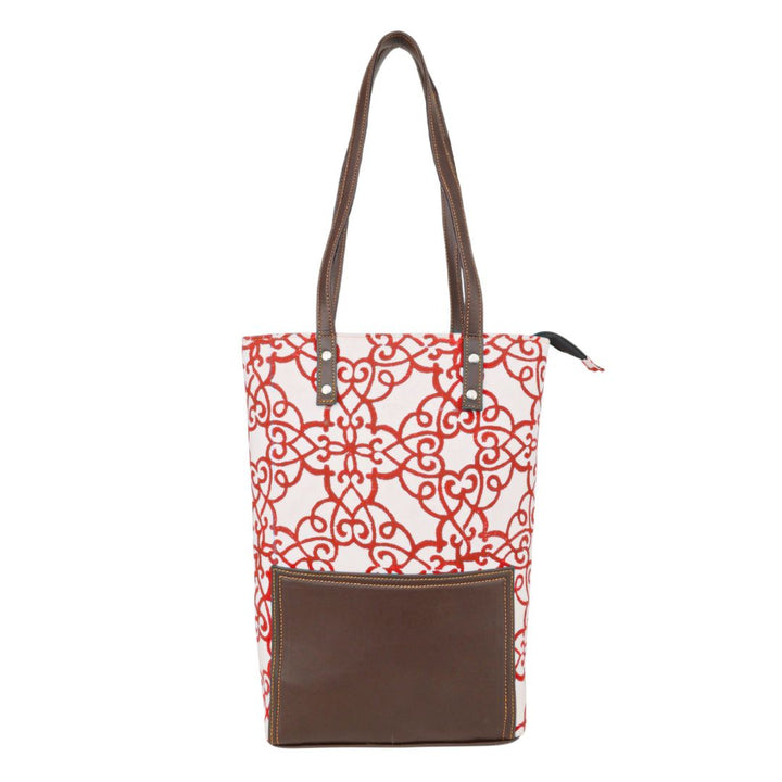 Handmade Cotton Tote Bag | Red Motif Hand Block Print | Everyday Shoulder Bag