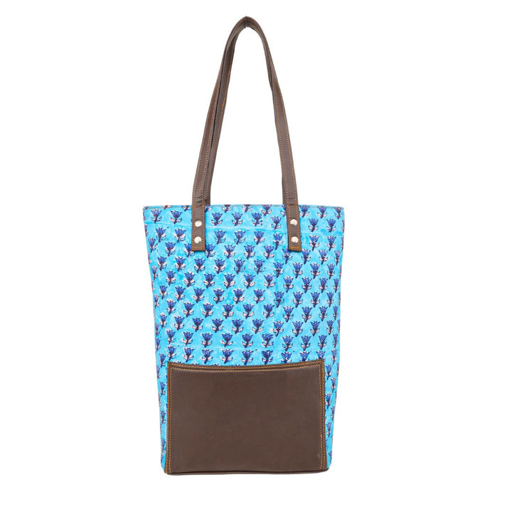 Hand Block Printed Tote Bag | Blue Motif Pattern | Hand Block Print | Everyday Shoulder Bag