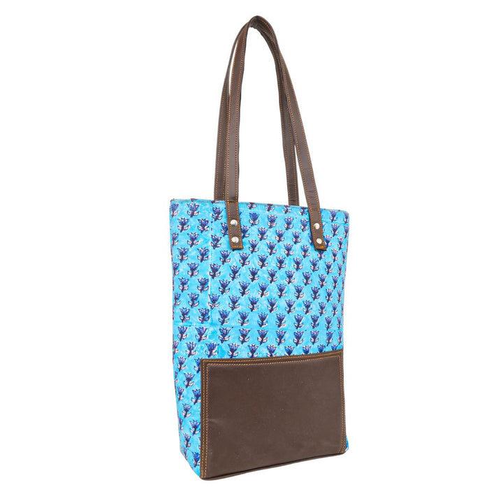 Hand Block Printed Tote Bag | Blue Motif Pattern | Hand Block Print | Everyday Shoulder Bag