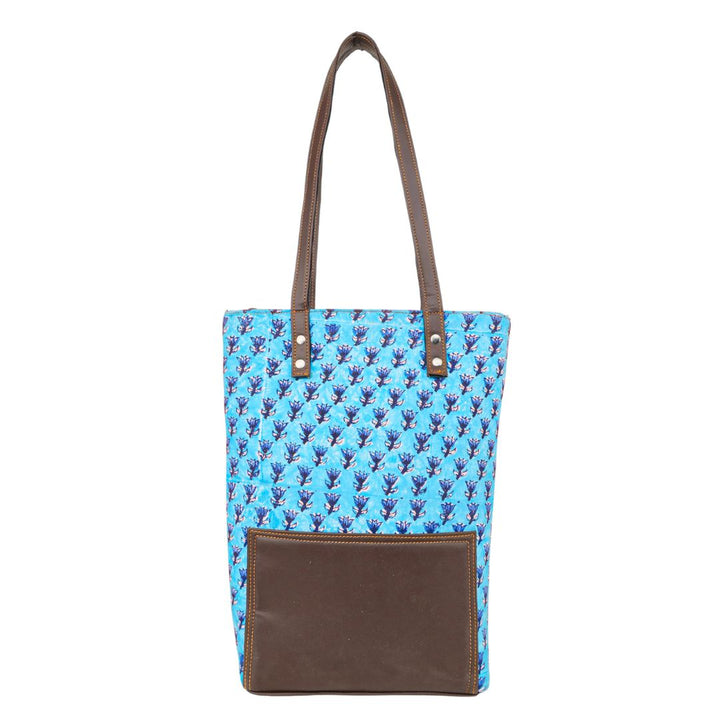 Hand Block Printed Tote Bag | Blue Motif Pattern | Hand Block Print | Everyday Shoulder Bag