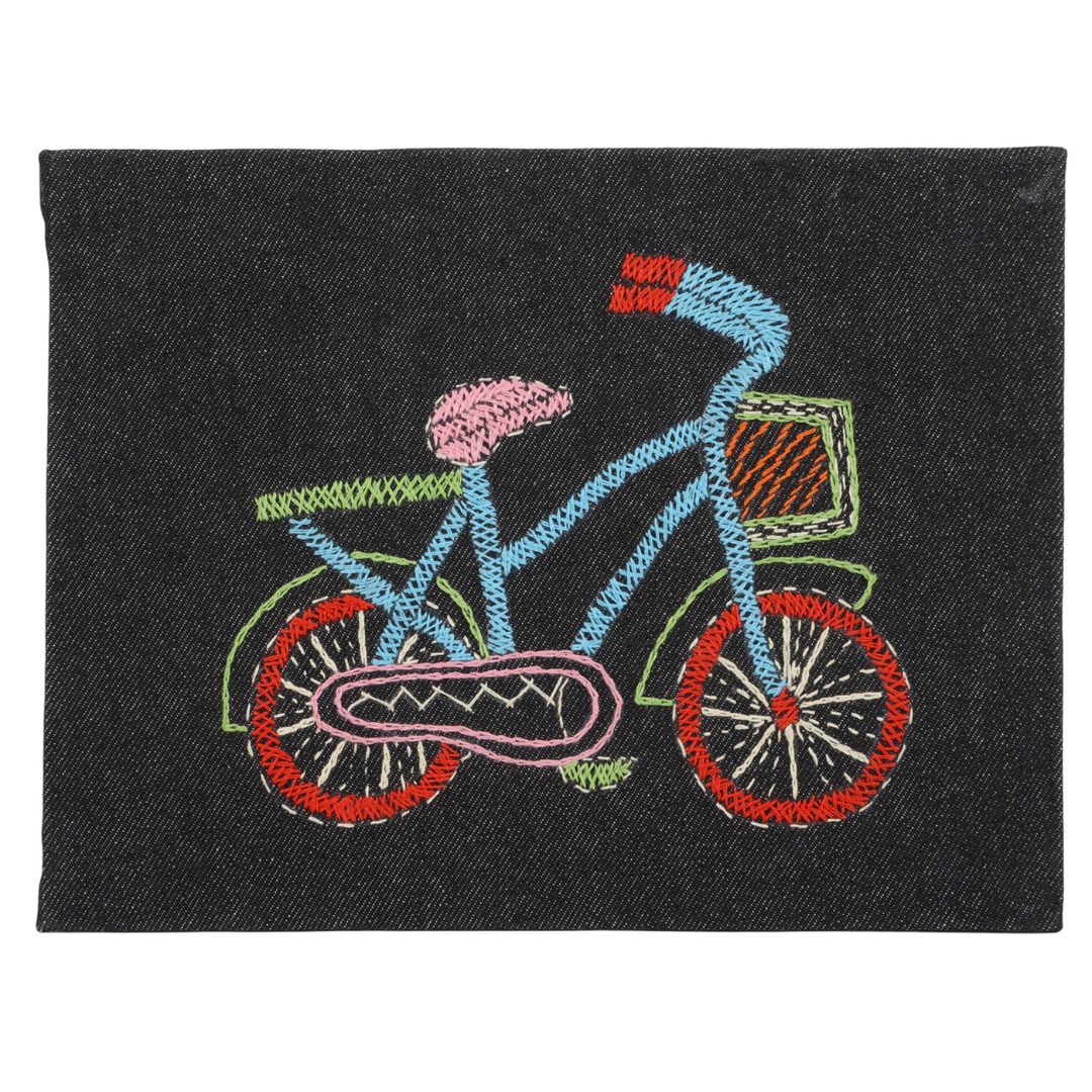 Indha Handcrafted Tabletop Easel Stand Calendar with Hand Embroidered Cycle Motif | 12-Month Desk Calendar