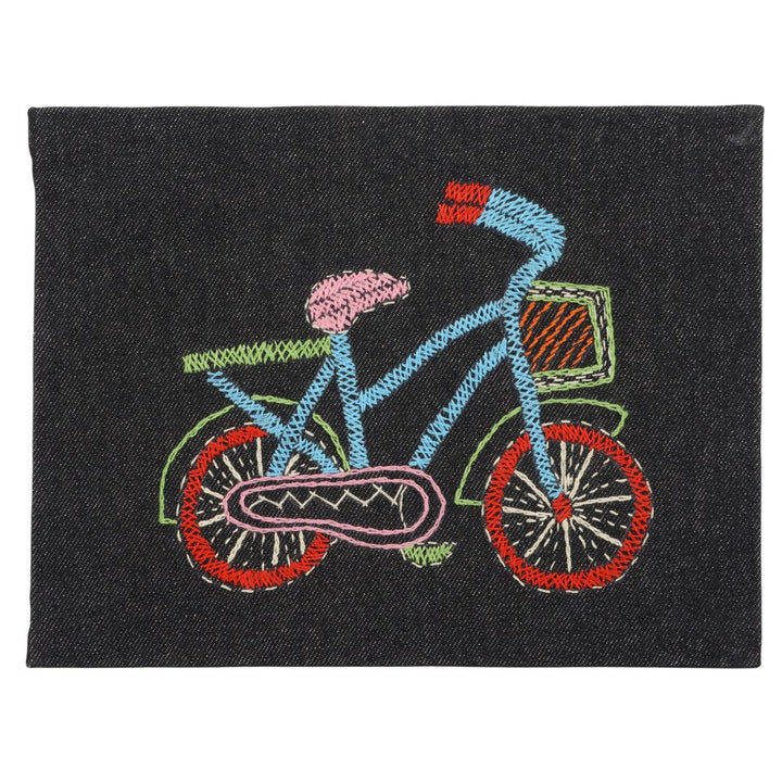 Indha Handcrafted Tabletop Easel Stand Calendar with Hand Embroidered Cycle Motif | 12-Month Desk Calendar